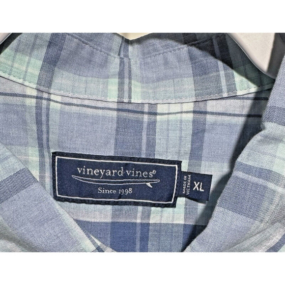 VINEYARD VINES BLUE PLAID BUTTON DOWN LONG SLEEVE MEN'S HARBOR SHIRT XL - Picture 7 of 8